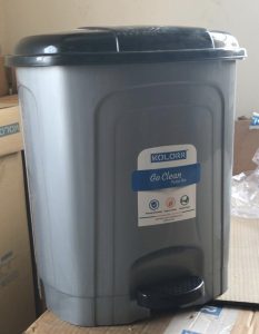 plastic dustbin with pedal grey