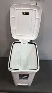 plastic dustbin with pedal white