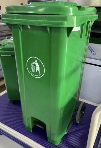 garbage bin center pedal green