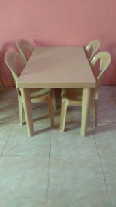 plastic table with chair